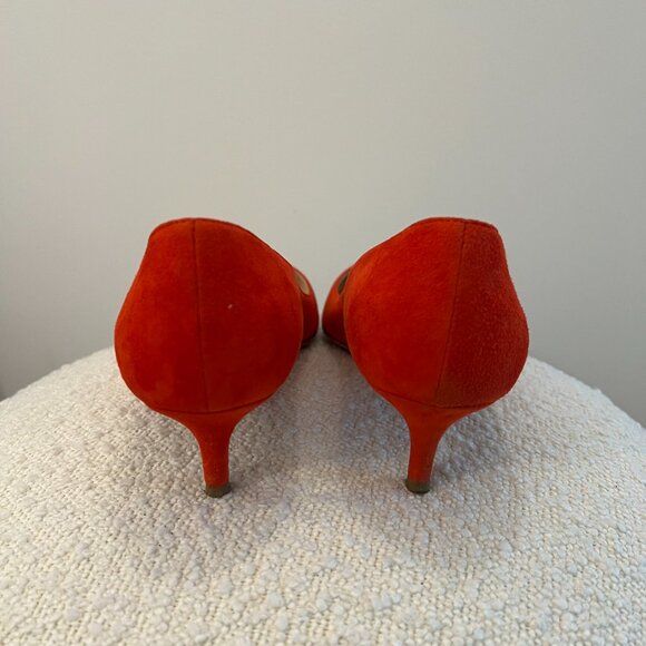 Prada Red Suede Pointed Toe Kitten Heels - Size 37 - Picture 3 of 6